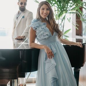 Mac Duggal Gown, Baby Blue/Celeste, Size 6